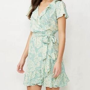 LC Lauren Conrad Ruffle-Neck Flutter-Sleeve Wrap Dress Plus Size 4XL Green NWT
